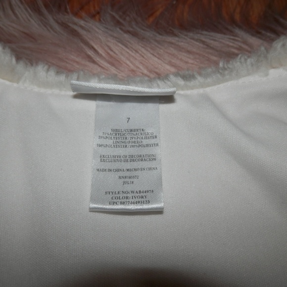 Blueberi Boulevard Girls Size 7 Faux Fur Crop Coat - Picture 5 of 7